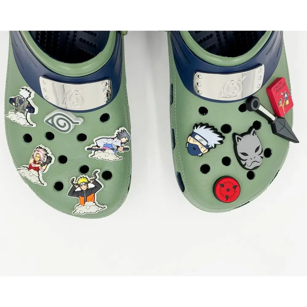 Crocs x Naruto Shippuden Kakashi Clogs M9 W11 Green Blue Jibbitz Charms Anime